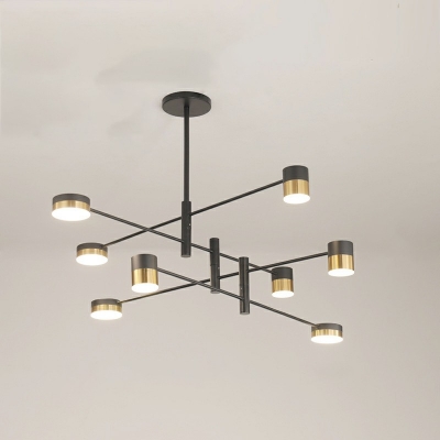Postmodern Style Pendant Light Black Metal Acrylic Cylinder Chandelier Light for Living Room