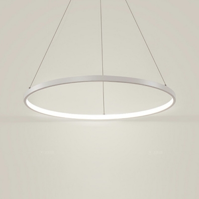 Contemporary Chandelier Lamp 1 Light Circle White Chandelier Light