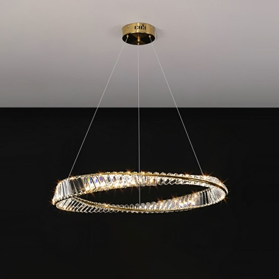 Contemporary Style Chandelier Lamp Crystal Ring-shaped Chandelier Light