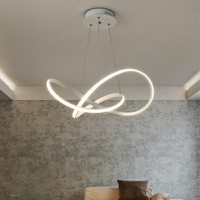 LED Contemporary Pendant Light Line Shape Wrought Iron Chandelier