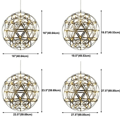 Metal Globe Chandelier Lighting Fixtures Minimalism Multi Pendant Light for Living Room