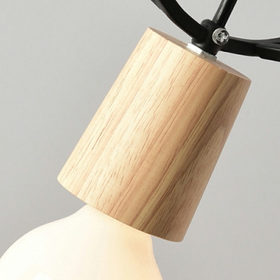 Modern Antler Ceiling Pendant 1 Light Glass Wood Suspension Light