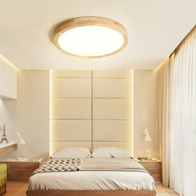 Modern Led Wood Ceiling Light Fixture Living Room Flush Mount Light