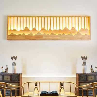 Wood Sconce Light LED Rectangular Shape Modern Wall Sconce Lighting