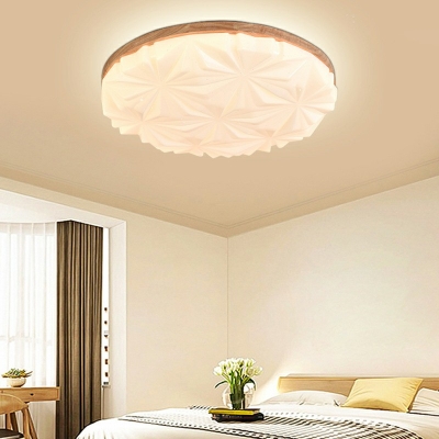 Wooden Flush Mount Ceiling Light Fixture with Acrylic Shade Flush Mount Lamp