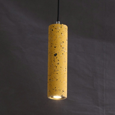 1 Light Cylinder Down Lighting Modern Style Metal Pendant Lamp in Yellow