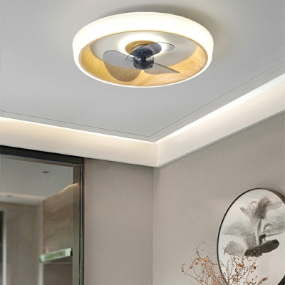 2 Light Contemporary Ceiling Fan Round Acrylic Ceiling Fan for Bedroom