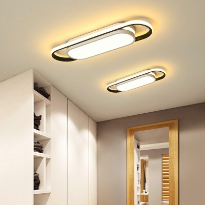 2 Light Contemporary Ceiling Light Oval Acrylic Ceiling Fixture for Aisle