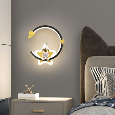 2-Light Sconce Lights Contemporary Style Circle Shape Metal Wall Mount Light