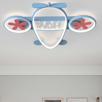 4-Light Flush Light Fixtures Contemporary Style Airplane Shape Metal Ceiling Mount Chandelier