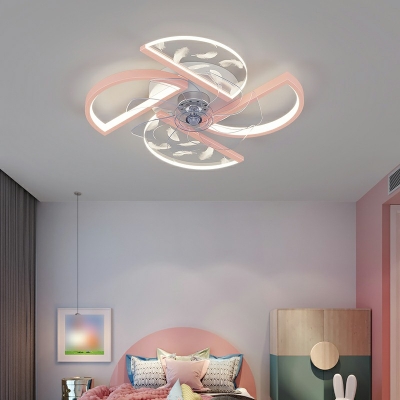 4 Light Kids Style Ceiling Fan Metal Windmill Shaped Ceiling Fan for Bedroom
