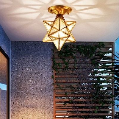 All Copper Five-pointed Star Balcony Flushmount Lighting Flush Mount Lighting Fixtures
