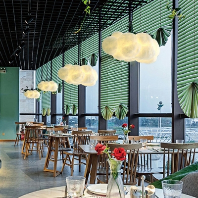Cloud-Shape Hanging Light Fixtures White Modern Pendant Lighting for Kitchen Island