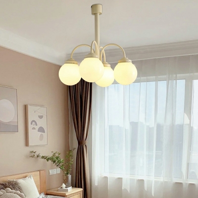 Contemporary Chandelier Lamp White Glass Globe Chandelier Light for Living Room