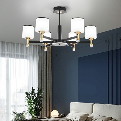 Metal Chandelier Light Fixture with Cylinder Glass Shade Modern Lighting Chandelier in White