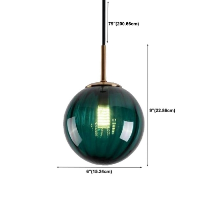 Modern Globe Glass Suspension Pendant 1 Light Minimalism Down Lighting for Dinning Room