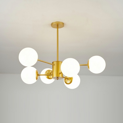 Orb Chandelier Light Fixtures Modern Style Glass 6-Lights Chandelier Light in Gold