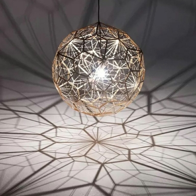 Postmodern Stainless Steel Diamond Ball Shape Pendant Decoration Lighting Fixture for Dining Room