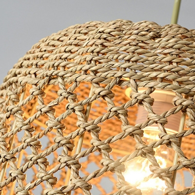 Rattan Fiber Modern Asian Pendant Ceiling Lights Minimalism Down Lighting for Living Room