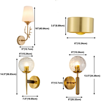 1 Head Postmodern Wall Mount Lighting Entry Luxury Style Brass Wall Sconce