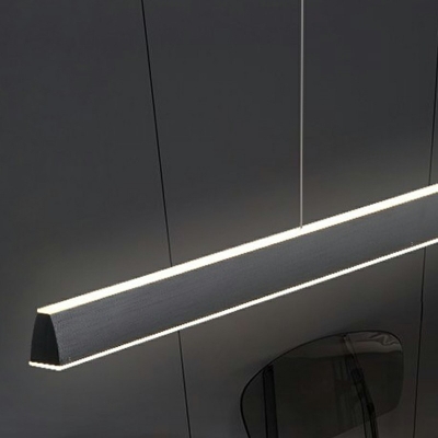 1 Light Contemporary Island Lighting Linear Acrylic Hanging Lamp in Black