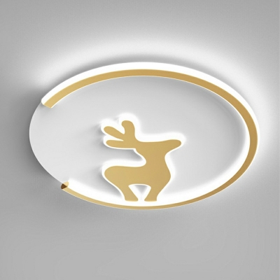 1-Light Flush Light Fixtures Contemporary Style Geometric Shape Metal Ceiling Mount Chandelier