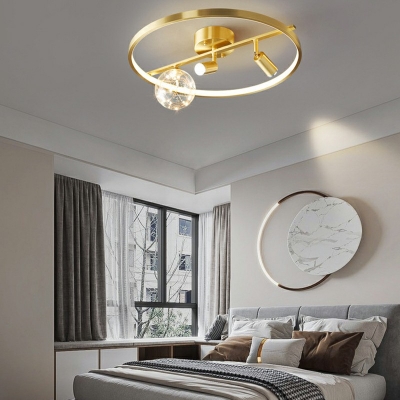 1-Light Flush Light Fixtures Traditional Style Geometric Shape Metal Ceiling Mounted Lights