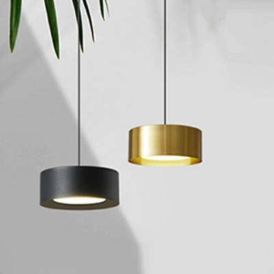 1-Light Pendant Ceiling Lights Minimalist Style Cylinder Shape Metal Hanging Light Kit