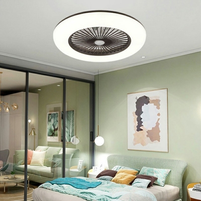 Led Flush Mount Contemporary Style Acrylic Flush Mount Fan Lamps for Living Room Remote Control Stepless Dimming
