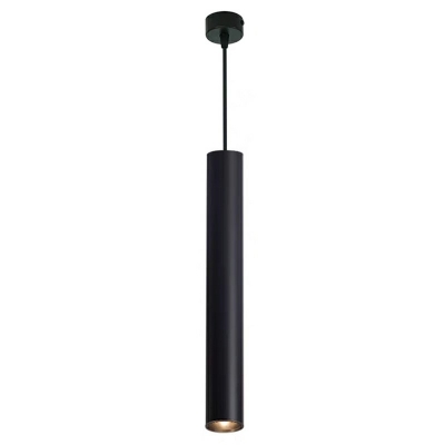 Modern Style Cylinder Pendant Light Metal 1-Light Hanging Ceiling Lights in Black