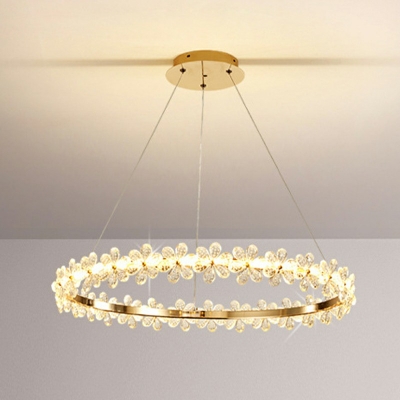 Modern Style Gold Chandelier Lamp Crystal Ring Chandelier Light