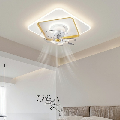 Remote Control Bedroom Hanging Fan Lamp Acrylic Nordic 19.7