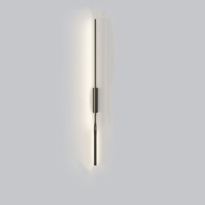 Slim Stick Wall Mount Lighting Minimalist Metallic LED Hallway Surface Wall Sconce in Black/ Gold