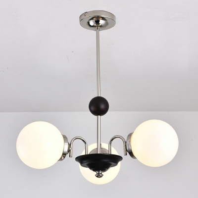 White Glass Chandelier Lighting Fixtures Metal Modern Hanging Lamps for Dinning Room