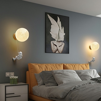 1-Light Wall Lighting Contemporary Style Globe Shape Metal Sconce Light Fixtures