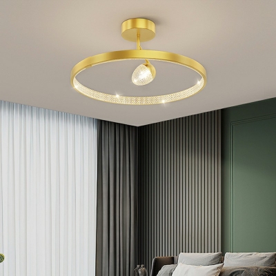 2-Light Semi Mount Lighting Traditional Style Geometric Shape Metal Ceiling Mounted Light
