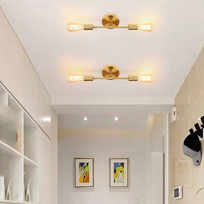 2-Light Wall Mount Light Minimalism Style Exposed Bulb Shape Metal Sconce Lights