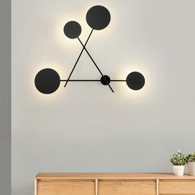 4 Lights Round Sconce Light Fixtures Modern Style Metal Flush Mount Wall Sconce in Black