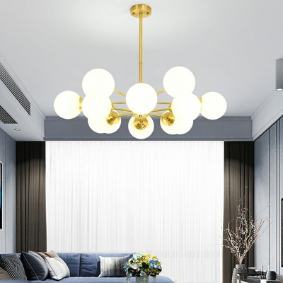 8-Light Hanging Light Fixtures Minimalism Style Ball Shape Metal Chandelier Lights