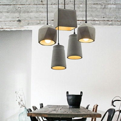 Contemporary Wrought Iron Ceiling Light Stone Material Pendant Light for Dining Room