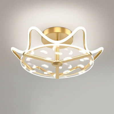 Gold Wired Flush Mount Fixture Modern Style Metal 4 Lights Flushmount Lighting