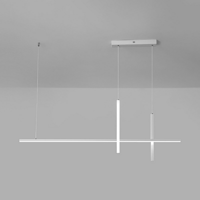 Minimalism Hanging Island Lights Modern Led Linear Hanging Pendant Lights for Dining Room, in White / Black