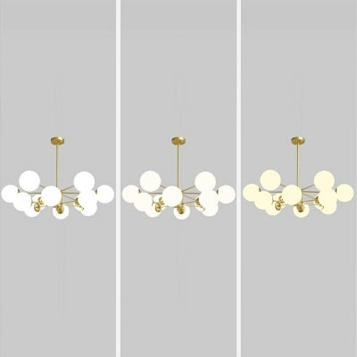 Modern Style Ball Chandelier Light Glass 16-Lights Chandelier Lighting Fixtures in Gold