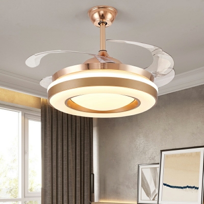 Semi Flush Mount Light Modern Style Metal Semi Flush Fan Light for Living Room