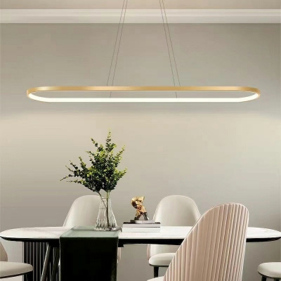 1 Light Oval Chandelier Lamp Modern Metal Chandelier Light for Living Room