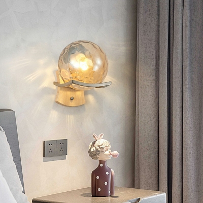 1-Light Sconce Lights Contemporary Style Globe Shape Metal Wall Mounted Lighting