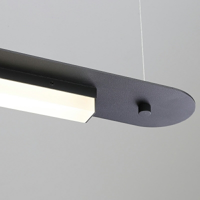 Black Strip Shape Simple Style Island Light Aluminum Island Lighting Fixtures for Office / Dining Room