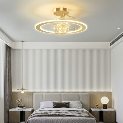 Circular Flush Ceiling Lights Modern Style Metal 2-Lights Flush Mount Light in Gold