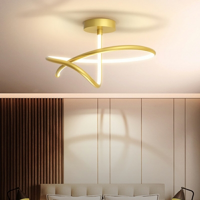 Contemporary Irregular Round Semi Flush Mount Light Fixtures Acrylic and Metal Led Flush Light