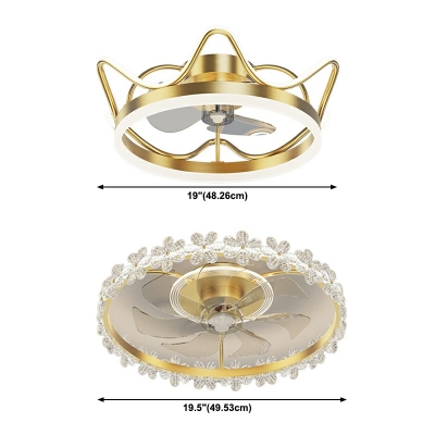 Gold Kids Style Ceiling Fans Circle Metal Ceiling Fans for Bedroom